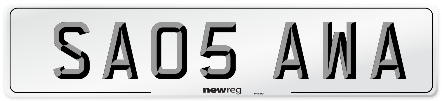 SA05 AWA Number Plate from New Reg